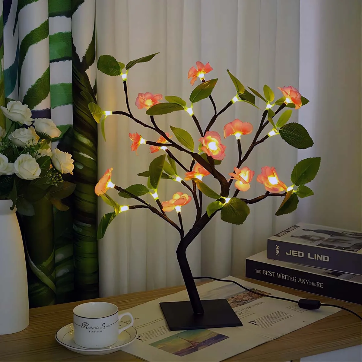 LED Peach Blossom Plum Blossom Tree Lamp Interior Decorative Light Gift Creative Luminescent Styling Light