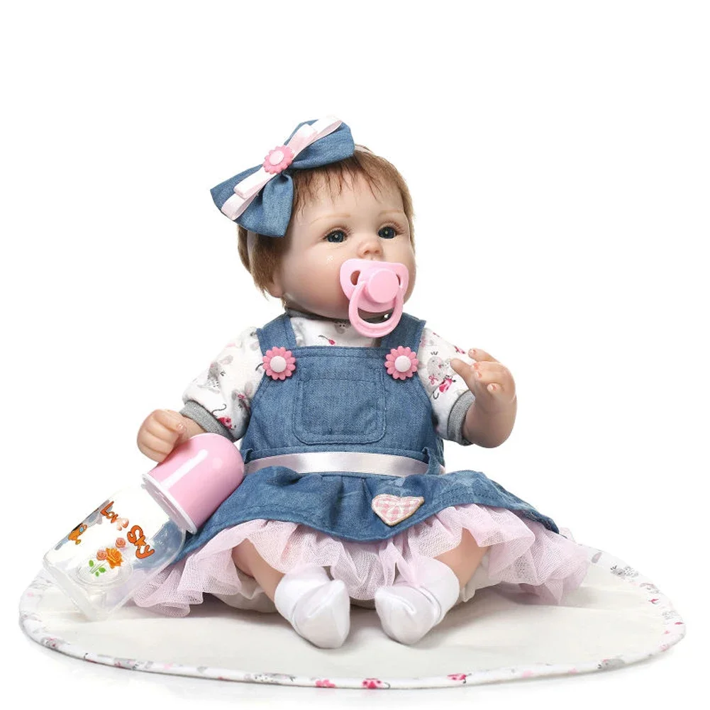 

43cm Bebe Reborn Cute Doll Same As Picture 3D Skin with Hand-Rooting Hair Soft Lifelike Bebe Toys for Girls Collectible Art Doll