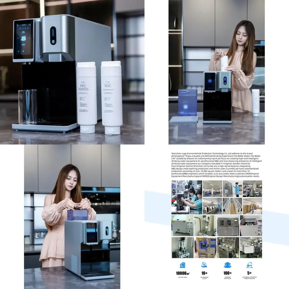 Electric Restaurant Hotel Household Countertop RO Water Purifier Dispenser with Ice Maker Hot/Cold Water Machine