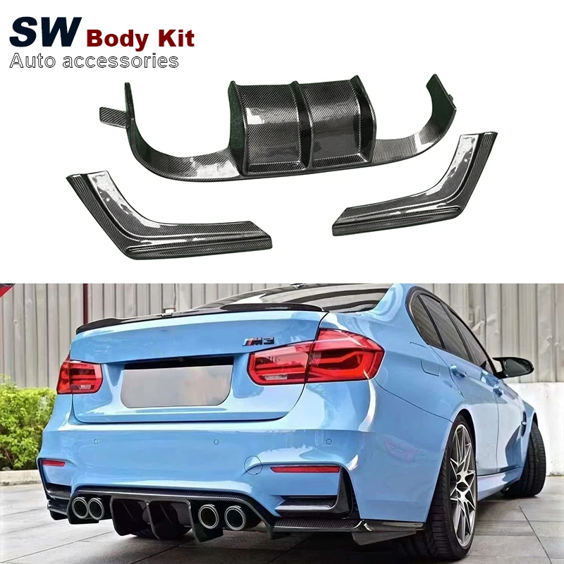

For BMW M3 F80 M4 F82 F83 2014-2020 Carbon Fiber V Style Rear Diffuser New Upgrade Rear Bumper Splitter Lip Diffuser Cover Trim