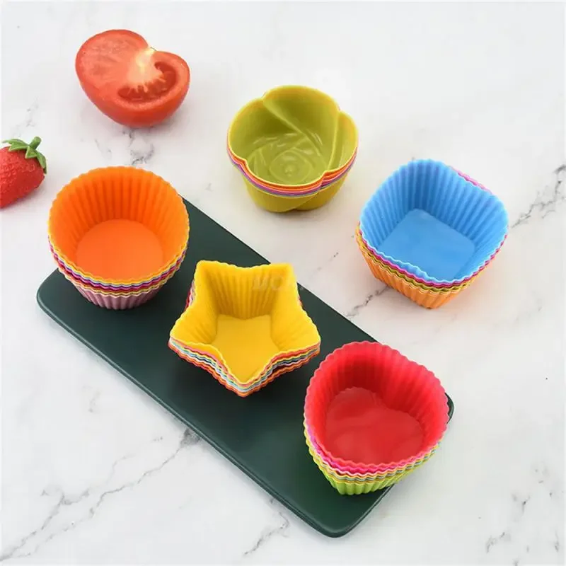 1/5/10pcs Random Color Silicone Cake Mold Silicone Cake Baking Mold Cup Cupcake Pudding Mold High Temperature Resistant and Soft