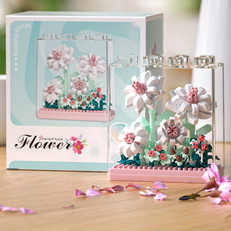 

Sunflowers, gardenias, carnations, camellias, building blocks. Desktop ornaments,and fun building block toys