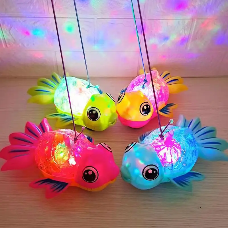 Children's Flashing Electric Rope Pulling Goldfish Piggy Toys Light-up Musical Toys Funny Light-up Toys Kids Educational Toys