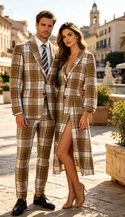 Handsome Plaid Men Suits Slim Fit Notched Lapel Groom Wedding Tuxedos 3Pieces Sets Male High-qublity Blazers Classic Ropa Hombre