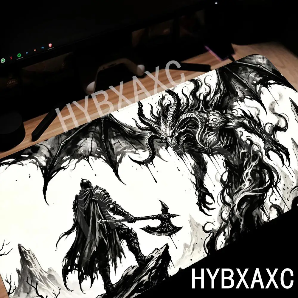 

HYBXAXC Epic Knight vs Demon Gaming Mouse Pad Non-Slip Rubber Base Desk Mat for Fantasy Fans and Gamers