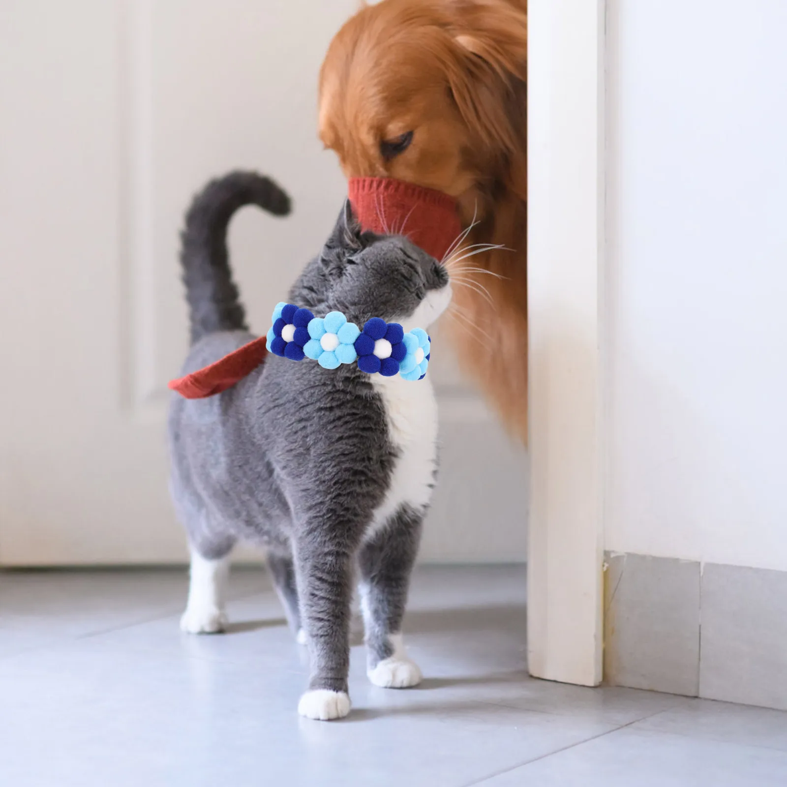 

Adjustable Pet Flower Collar Bright Color Comfortable Fit For Puppy Dog Decorative Floral Neckwear For Daily Wear Festival