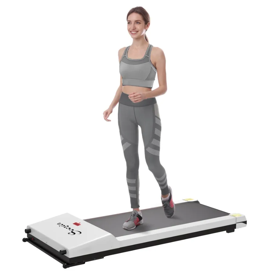 

Soozier Under Desk Treadmill Portable Walking Pad with Foldable Wheels Remote Control LED Display 264 lbs Weight Capacity White