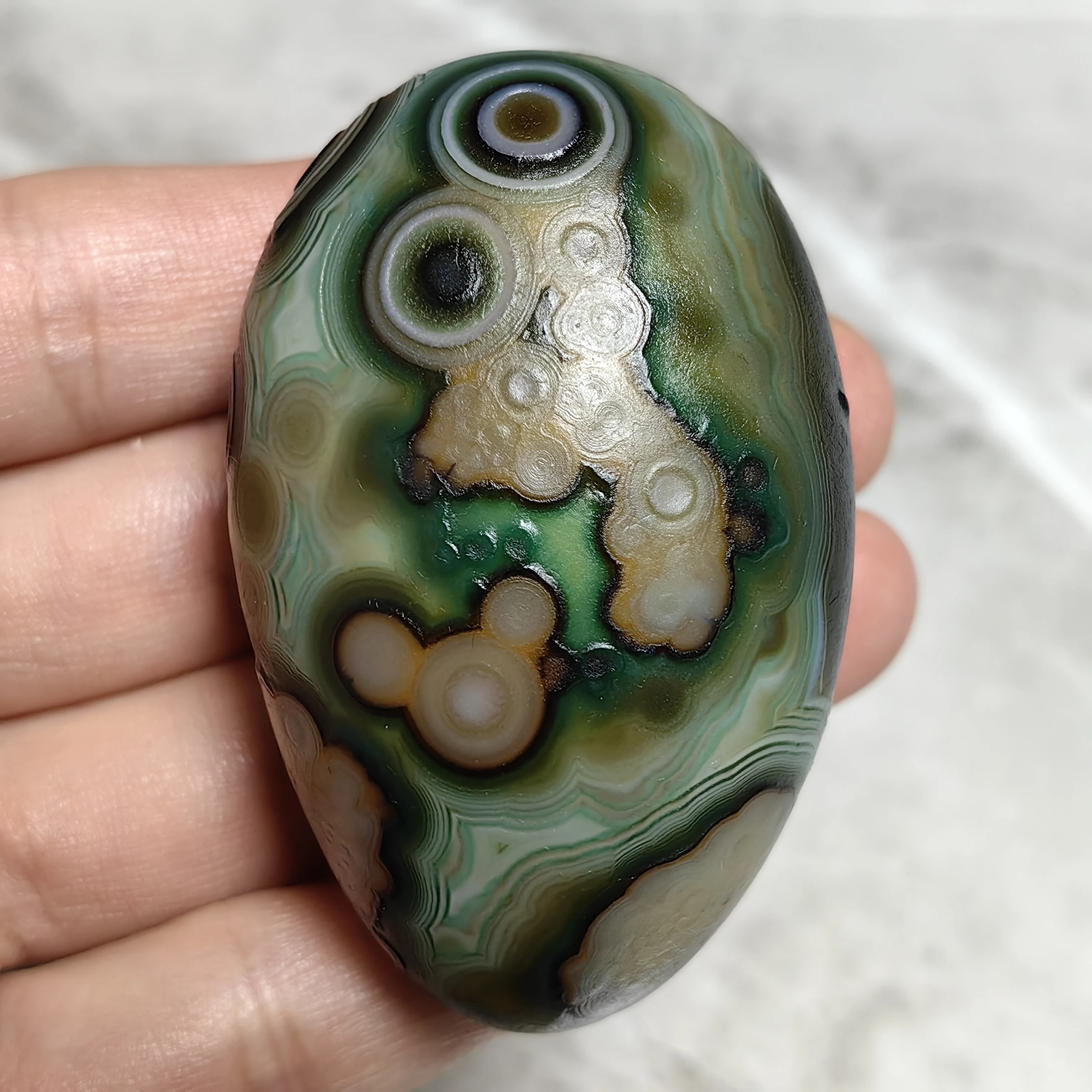 Pure Natural Divine Eye Agate Rare Image Palm Stones Good Luck Stress Relief Meditation Jewelry DIY Making Home Decor