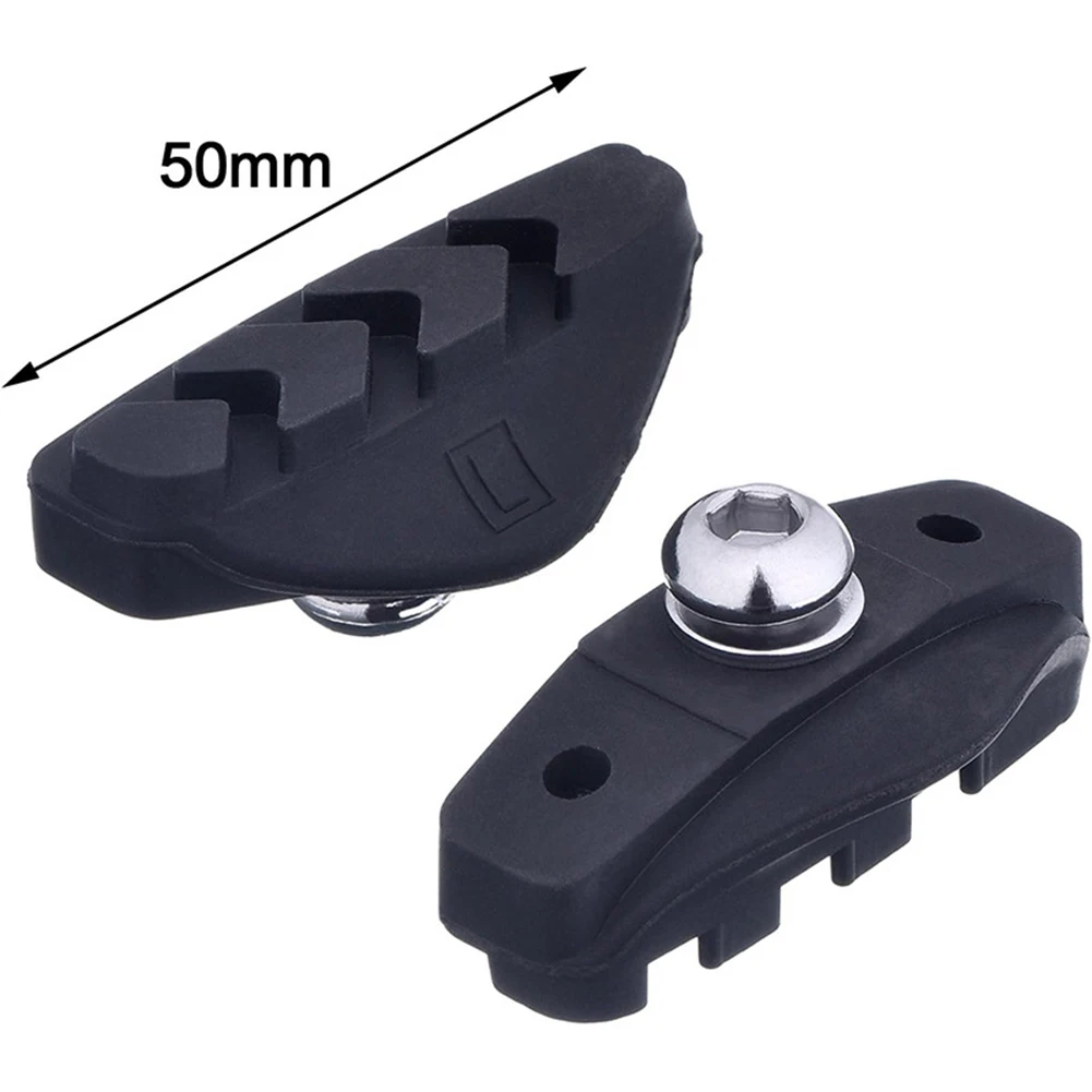 50mm Rennrad V-Bremsbeläge aus Gummimischung mit Schlammführungsrille für Allwetter-Radfahren, schwarz, 1 Paar mit Werkzeug – Detail 2