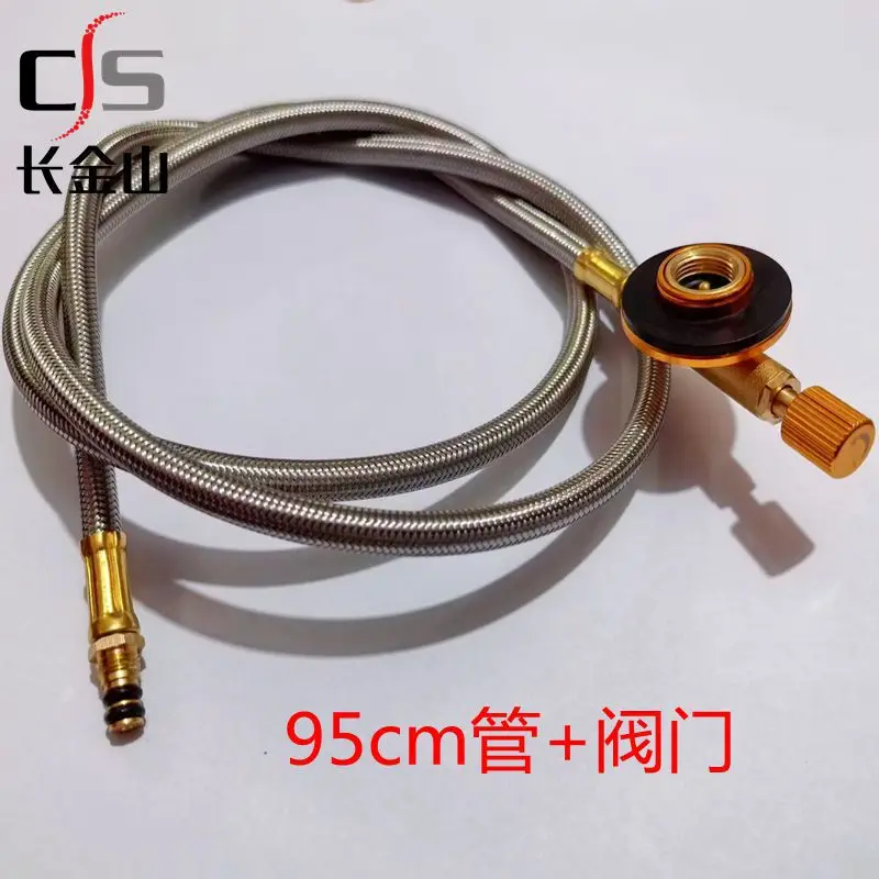 

Outdoor Burner Hose 0.95m Braided Extended Pipe All Metal Camping Gas Furnace Braided Pipe Inflatable Pipe