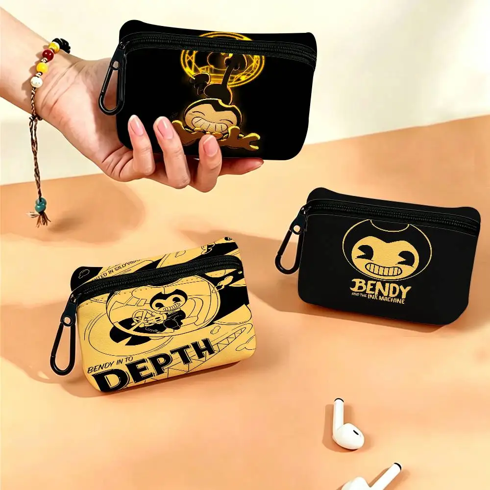 Game B-Bendy and the Ink M-Machine Wear-resistant Oxford Cloth Coin Purse Portable Backpack Hanging Card Storage Bag