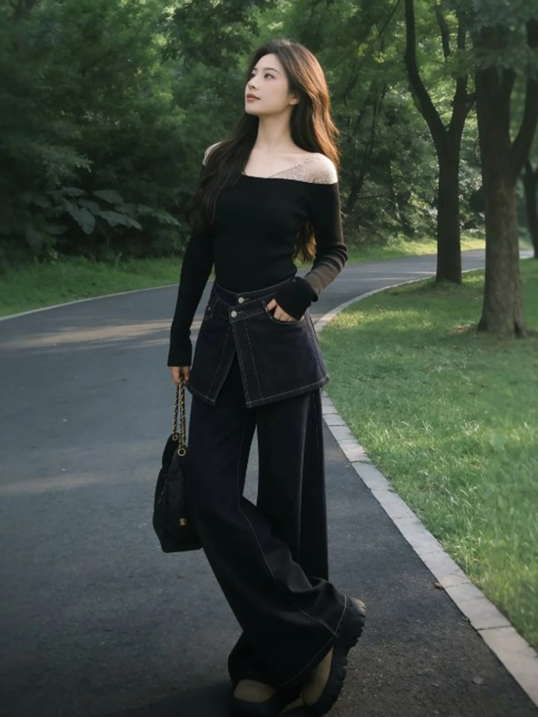 

Корейская футболка Sle Slim Fit Long Sve на одно плечо, уникальный дизайн, весенняя модная повседневная одежда для женщин и девочек