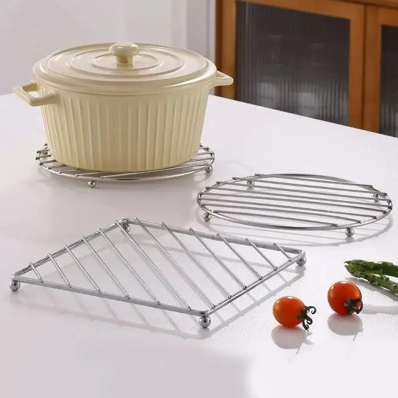 2026Drink Coasters Kitchen Tools Placemat Stainless Steel Round Square Placemat Pan Pot Mat Holder Stand Hot Placemats Cookware 