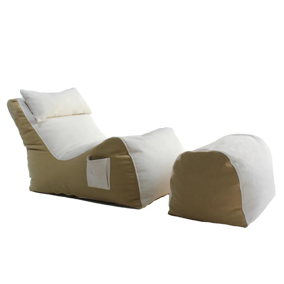 &Two-Tone Bean Bag Sofa Set Lightweight Luxurious Waterproof Cotton Fabric Ideal for Bedrooms and Balcony Relaxation