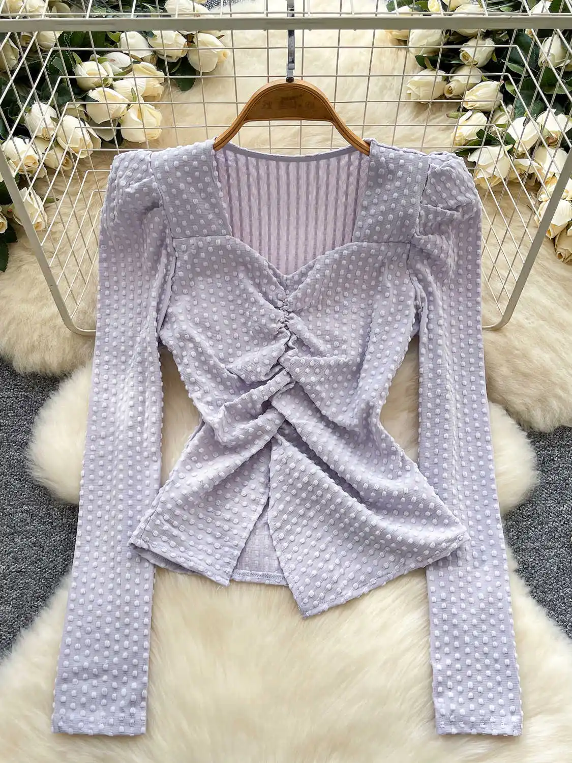 

Женские фиолетовые рубашки с квадратным воротником, блузки Y2k, винтажный элегантный топ 2000-х годов, облегающая рубашка с длинными рукавами, модная шикарная осенняя одежда