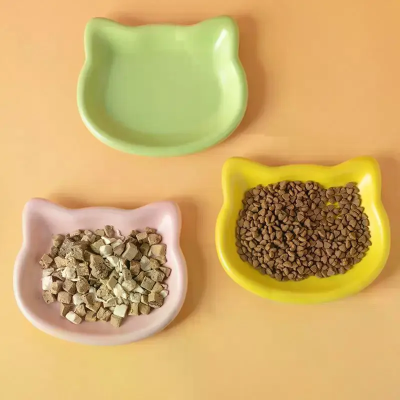 Cat-Shaped Pet Bowls Pastel Color Cute Animal Design Non-Slip Pet Food Dish Ideal For Cats Trendy Pet Accessory For Home 1PCS