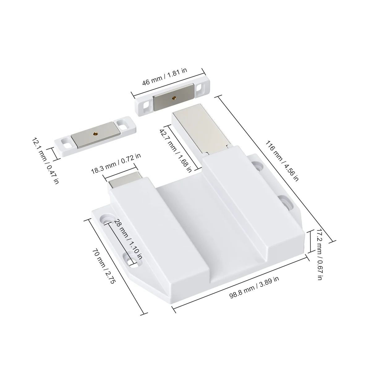 Double Push to Open Cabinet Door Catches Heavy Duty 2 Pack Magnet Push to Open Door Latch Touch Latches for Kitchen Door