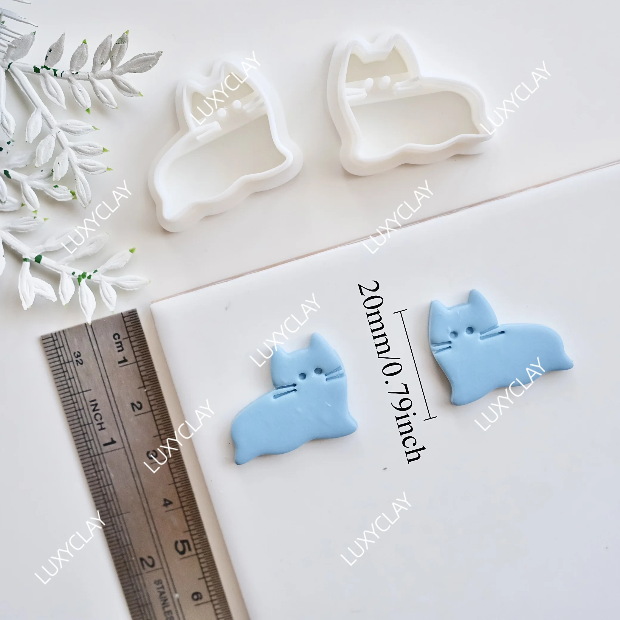 2Pcs/set Cute Cartoon Cat Shape Polymer Clay Earring Cutters, Kitten Shaped Clay Cutter Molds for Handmade Jelwelry Making