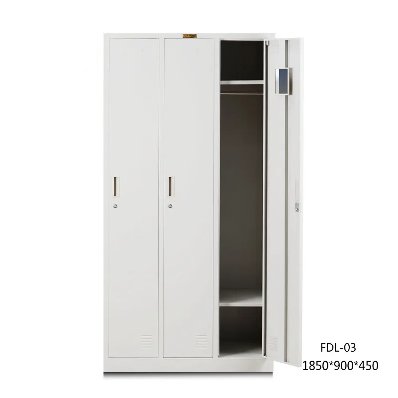 3 Door Steel Office Locker Hanging Clothes Office Furniture Flat Bag