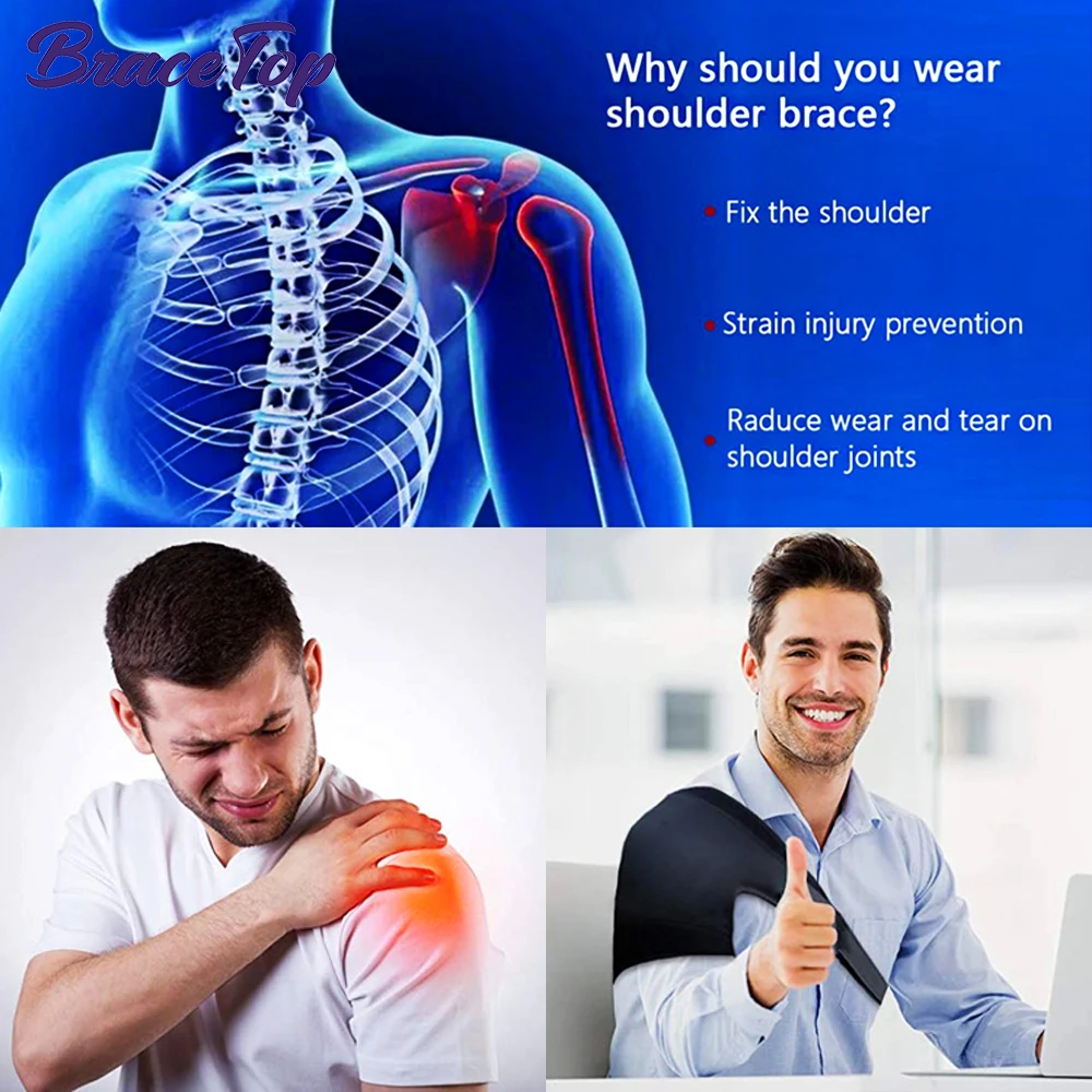 Sports Shoulder Brace Detachable Dislocated Shoulder Compression Support for Torn Rotator Cuff AC Joint Pain Tendonitis Orthosis