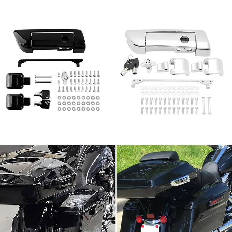 Motorcycle Tour Pak Trunk Latch Lock Hinges with Keys Hardware Fit for Harley Touring Road Street Electra Glide 2014-Up