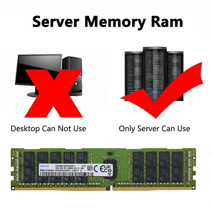 SAMSUNG Server Memory DDR4 Ram 16GB 4GB 8GB 32GB PC4 2400MHz 2133MHz 2666MHz 2133P 2400T 2666V REG ECC Support X99 Motherboard