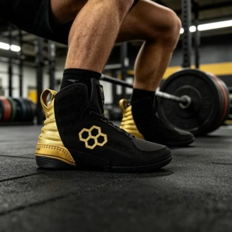 New Cool Men Wrestling Sneakers Anti-Slip Boxing Sneakers for Men Unisex Fighting Shoes for Men Mid-Top Gym Training Shoe Man