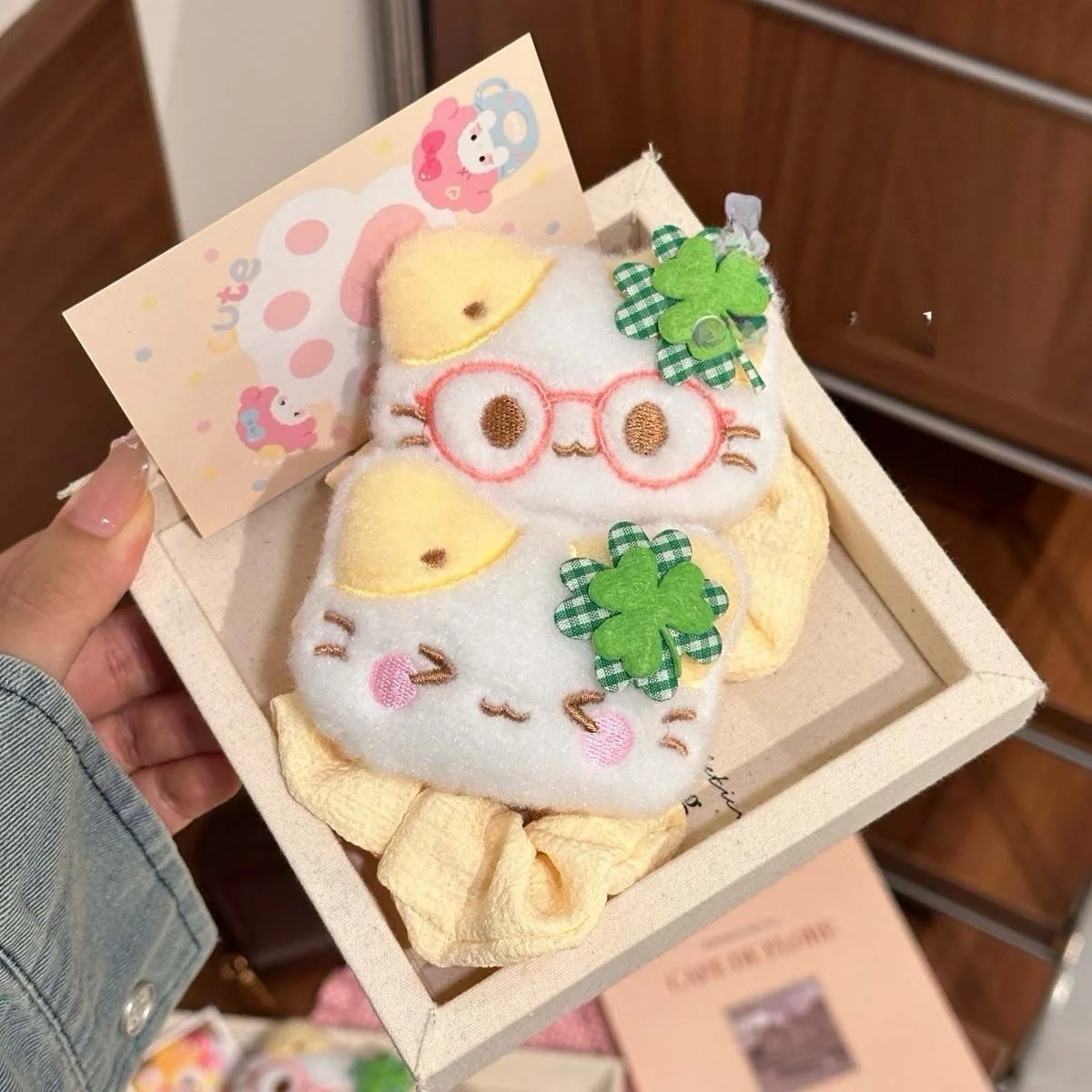 Miniso KT القطيفة هريرة الشعر حلقة الشعر حبل لطيف الكرتون التعبير القط شريط مطاطي طالب كعكة رئيس حبل إكسسوارات الشعر