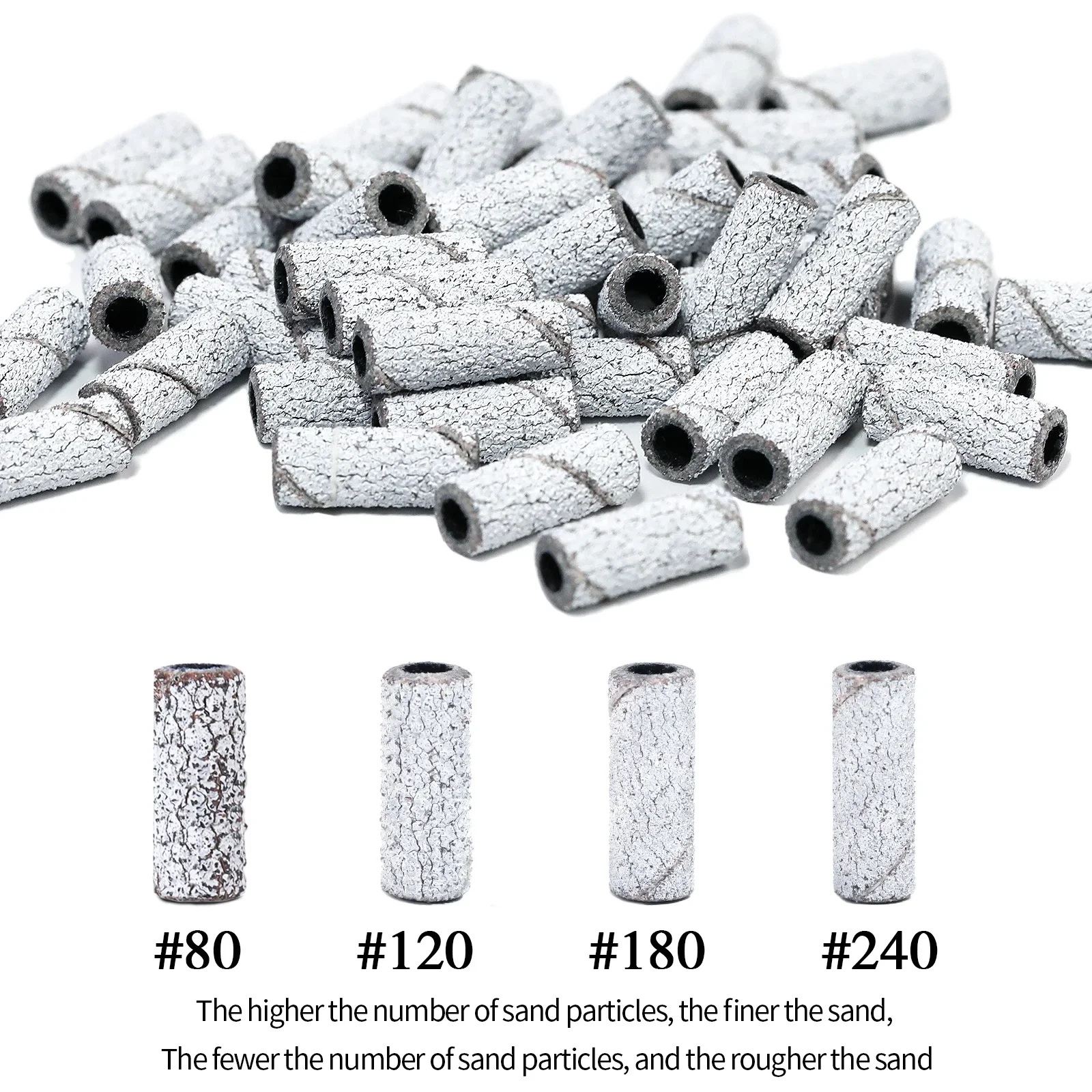 50 szt. Mini taśm szlifierskich do gwoździ 3,1 mm 120 #   80 #   240 #   Zestaw narzędzi do polerowania skórek ze stali nierdzewnej Wiertło do paznokci Żel do usuwania zestawu narzędzi