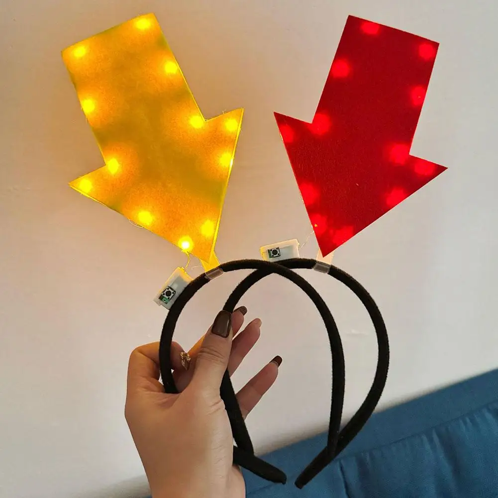 1PCS Creative Arrow Headband Light Up Question Mark Exclamation Arrow Headband Funny Festival  Party Hair Hoop Anti-Lost Trick
