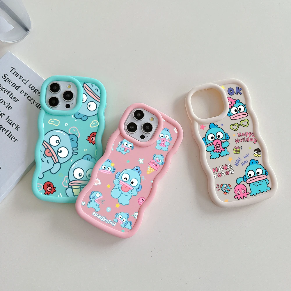 

Cute Sanrio Hangyodon Phone Case For OPPO Reno 2 4 5 6 7 7Z 8 8T 11 Z Pro 4G 5G Candy Color Soft TPU Back Cover