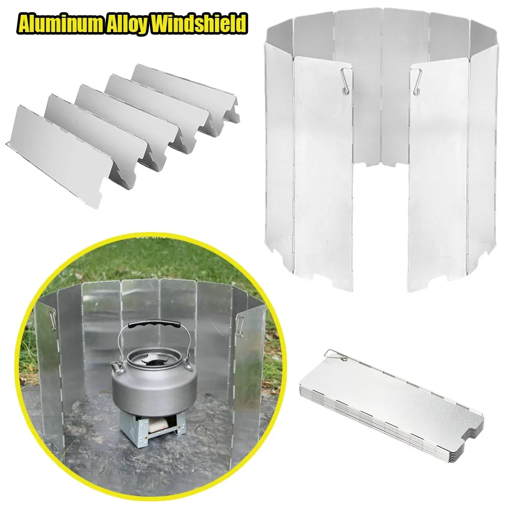 Aluminiumlegierung Campingkocher-Windschutz, faltbarer Outdoor-Kocher-Windschutz für Butanbrenner, BBQ-Windschutz für Camping und Kochen