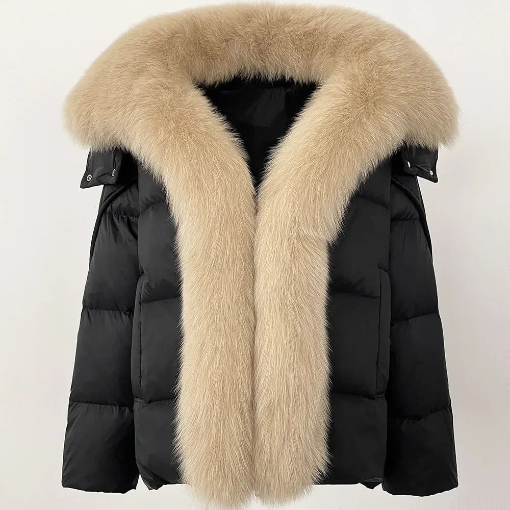 OFTBUY معطف الفرو الدافئة مقنعين الراكون الطبيعي معطف الفرو الشتاء سترة منفوخة النساء سترات سترة مضادة للماء بطة أسفل معطف الإناث