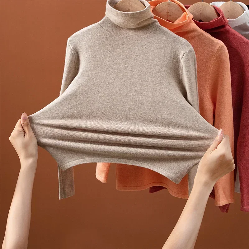 Kids Knitwear Autumn Winter Half-high Neck Undershirt Soft Warm Girls Pullover Tops Inside Long Sleeve Children Knitted Sweater