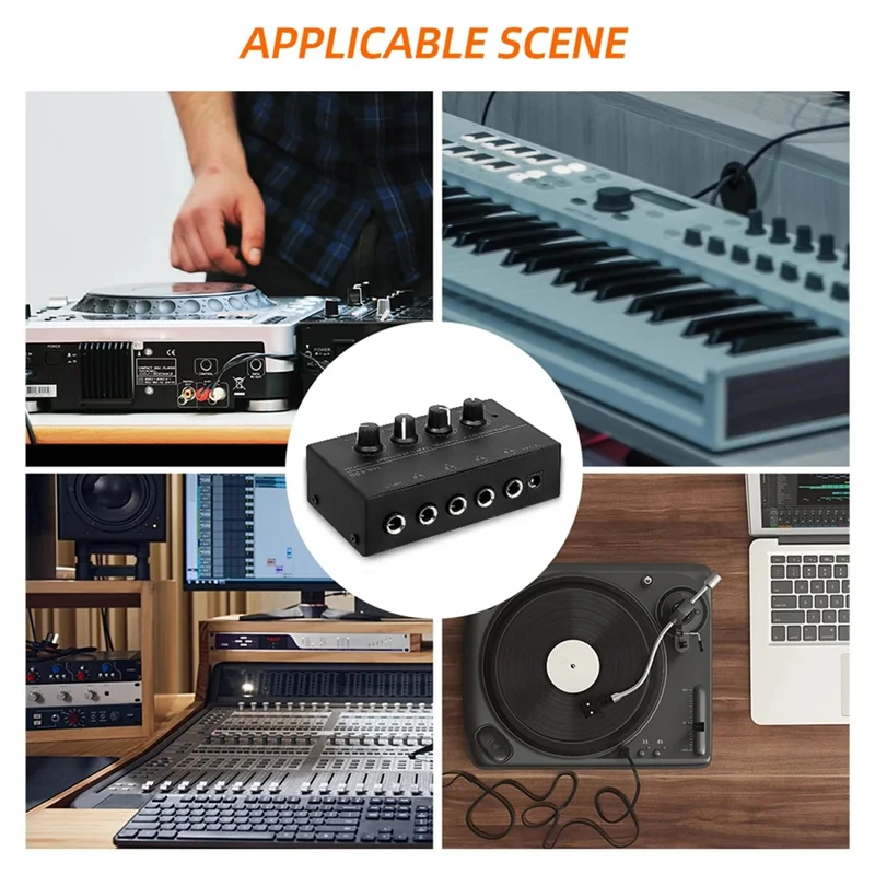 AAAEL-EU Plug Compatível HA400 Mini Amplificador 4 Canais Ultra-Compacto Áudio Estéreo Fone de Ouvido Amplificador