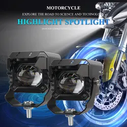 2PCS Motorcycle Headlight Led Spotlight With Switch Lens Driving Moto Fog Light Ultra Bright Auxiliary Driving Lights 12-24V