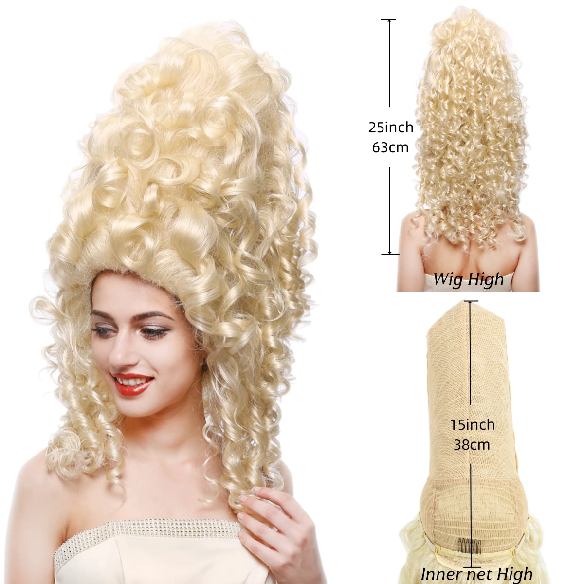 

Парик REEWES 18-го века, викторианский парик для костюма в стиле рококо, косплей, волосы в стиле барокко, винтажные синтетические парики Beehive Queen, парик REEWES