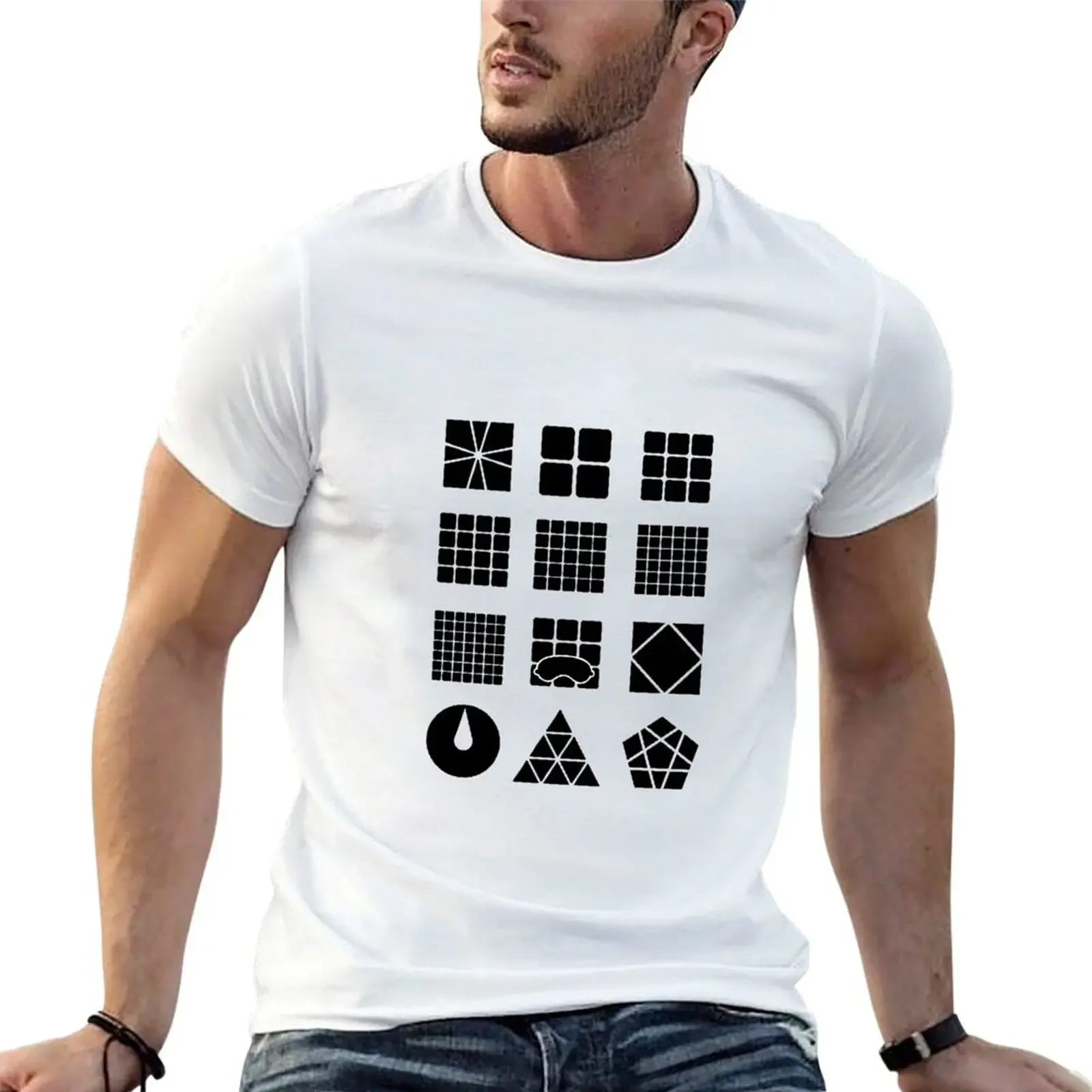 WCA 12 Event Icons Cube Collage Design (2x2-7x7, Square-1, Pyraminx, etc.) T-Shirt korean fashion customizeds men t shirt