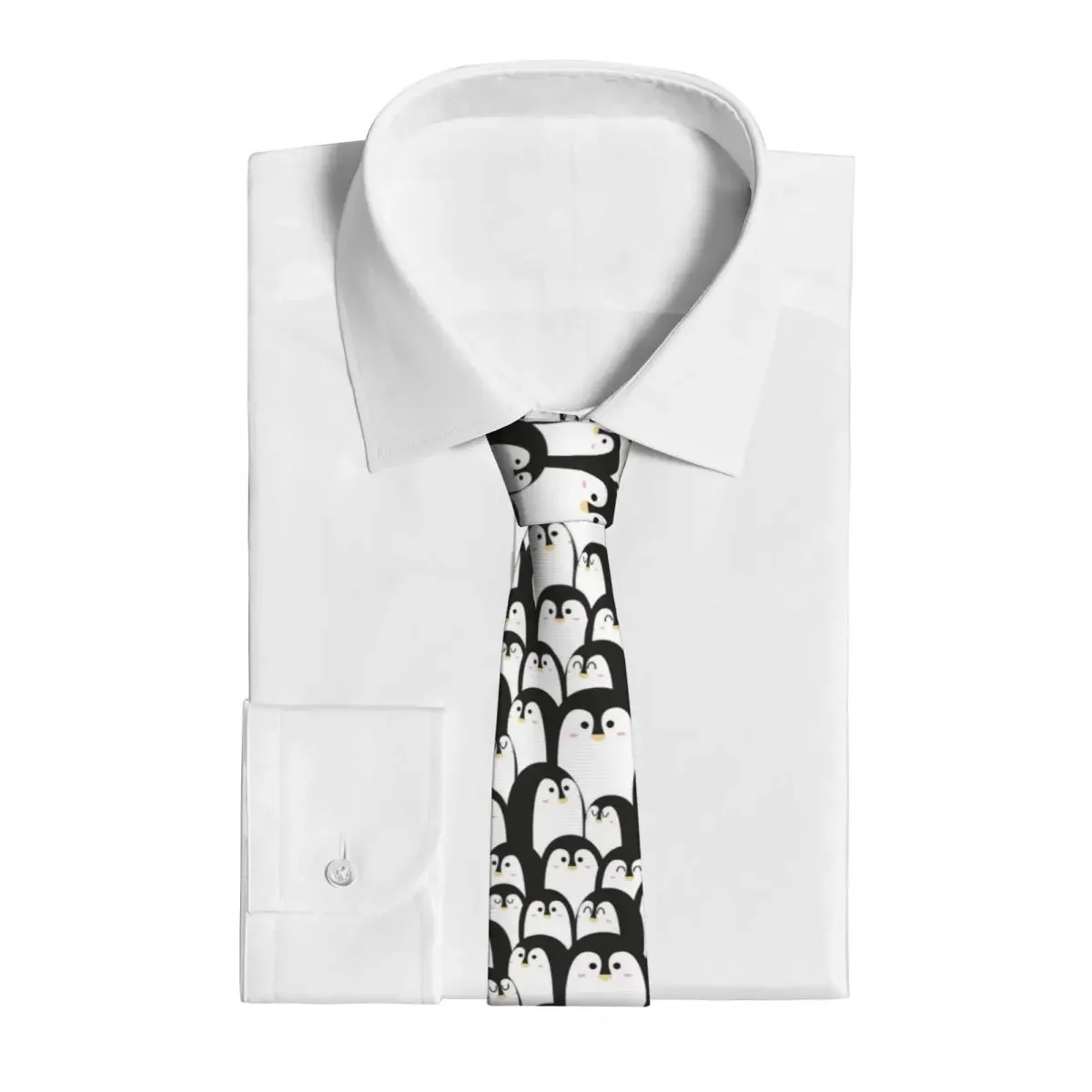 Cute Animal With Penguin Black And White Neckties Unisex Polyester 8 cm Neck Tie for Men Skinny Classic Shirt Accessories