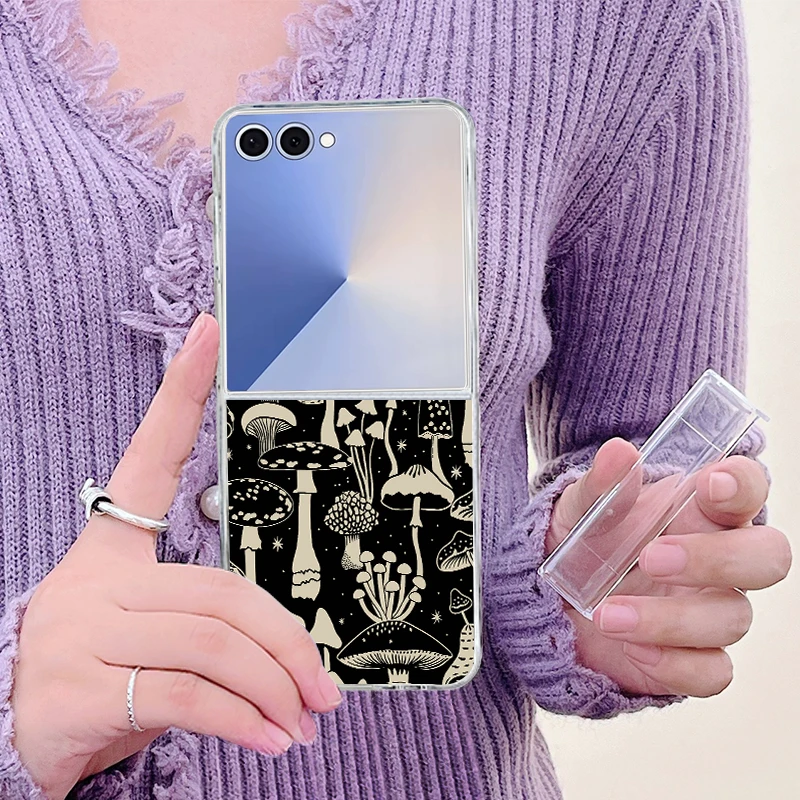 Colored Flowers Print Phone Case For Samsung Galaxy Z Flip 7 FE 6 5 4 3 5G Folding Hard PC Clear Cover For Samsung Z Flip7 Flip6 view 5