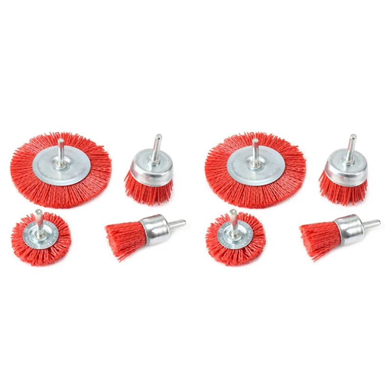 

8Pcs Nylon Filament Abrasive Wire Cup Brush Nylon End Brush Kit For Drill Rotary Tool With 1/4 Inch Shank-AT64