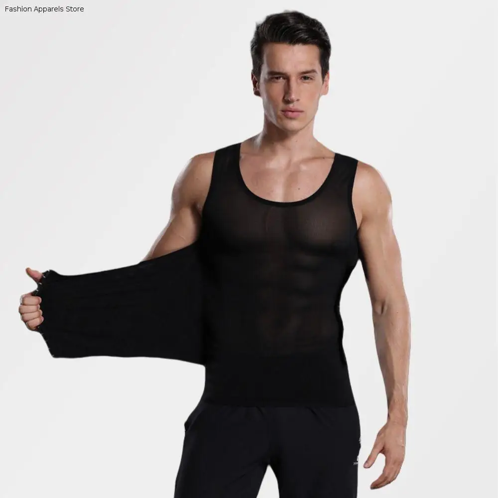 

Belly Contracting Body Shaper Vest Men Elastic Thin Slimming Shapewear Undershirts Camisole Shapers Waist Trainer Tank Top