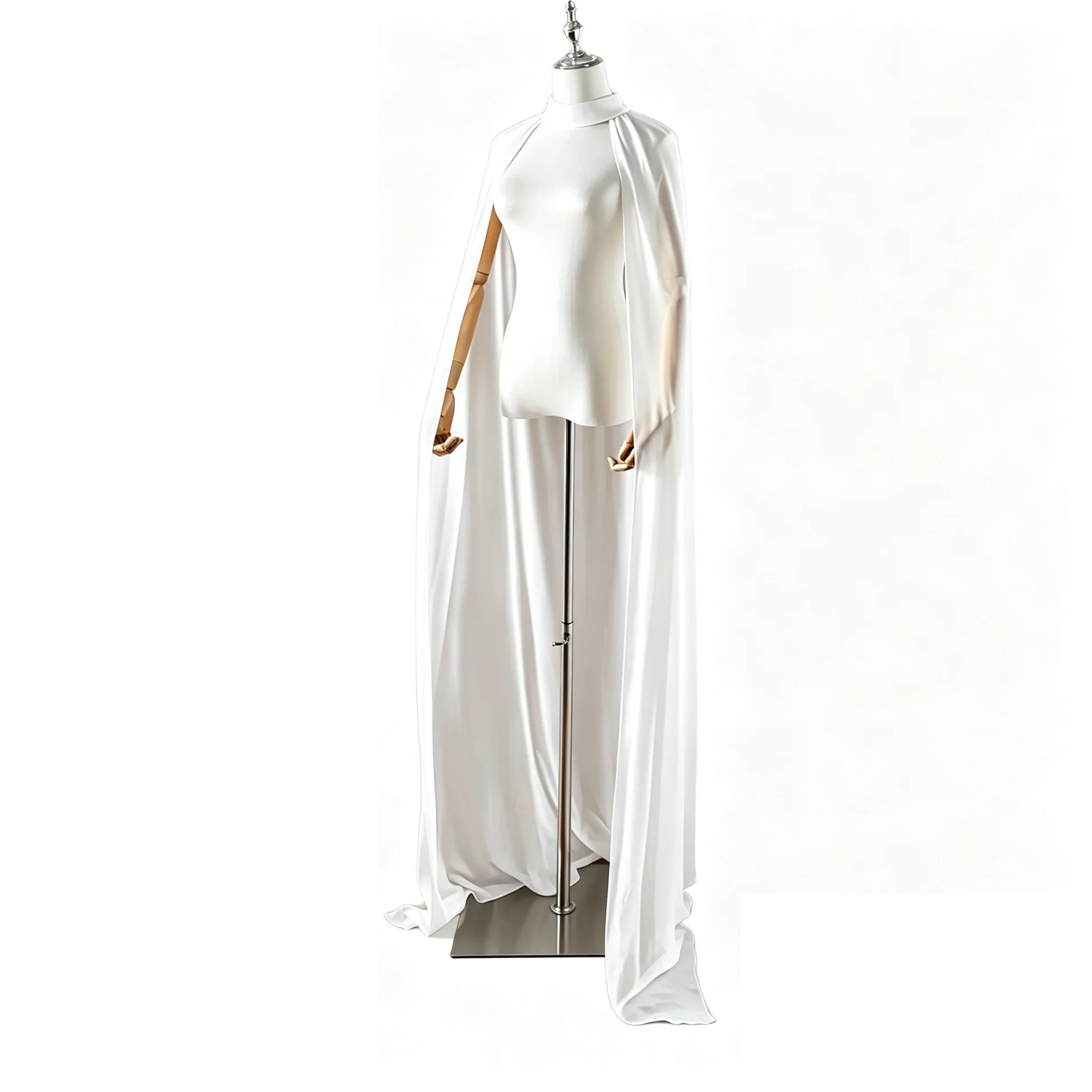 Long Floor-Length Chiffon Cape Shawl for Bride Wedding Accessories Women s Oversized Round Neck Flowy Wrap Coat