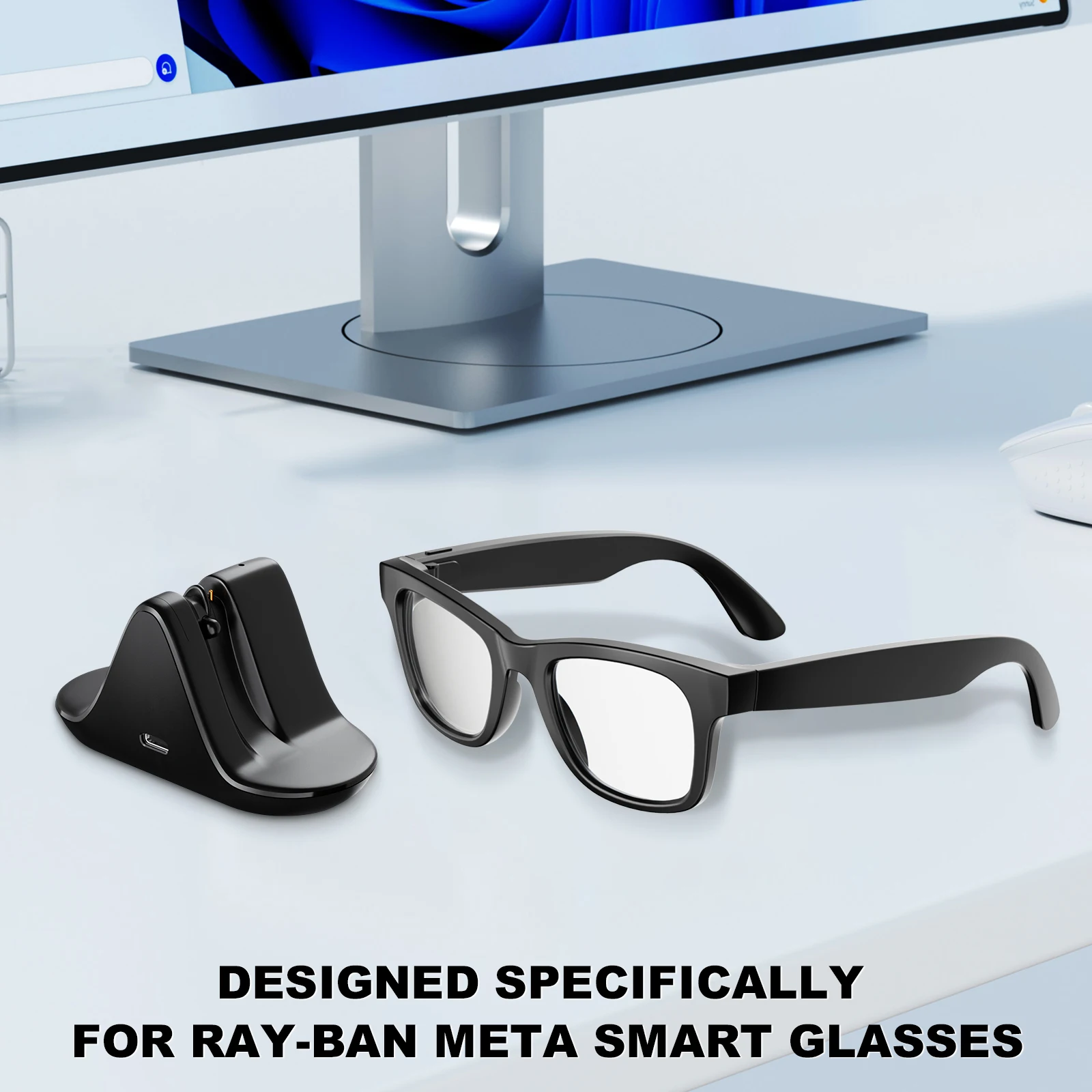 

Charging Station USB-C Input Desktop Charger Stand Compatible with Meta Smart Glasses