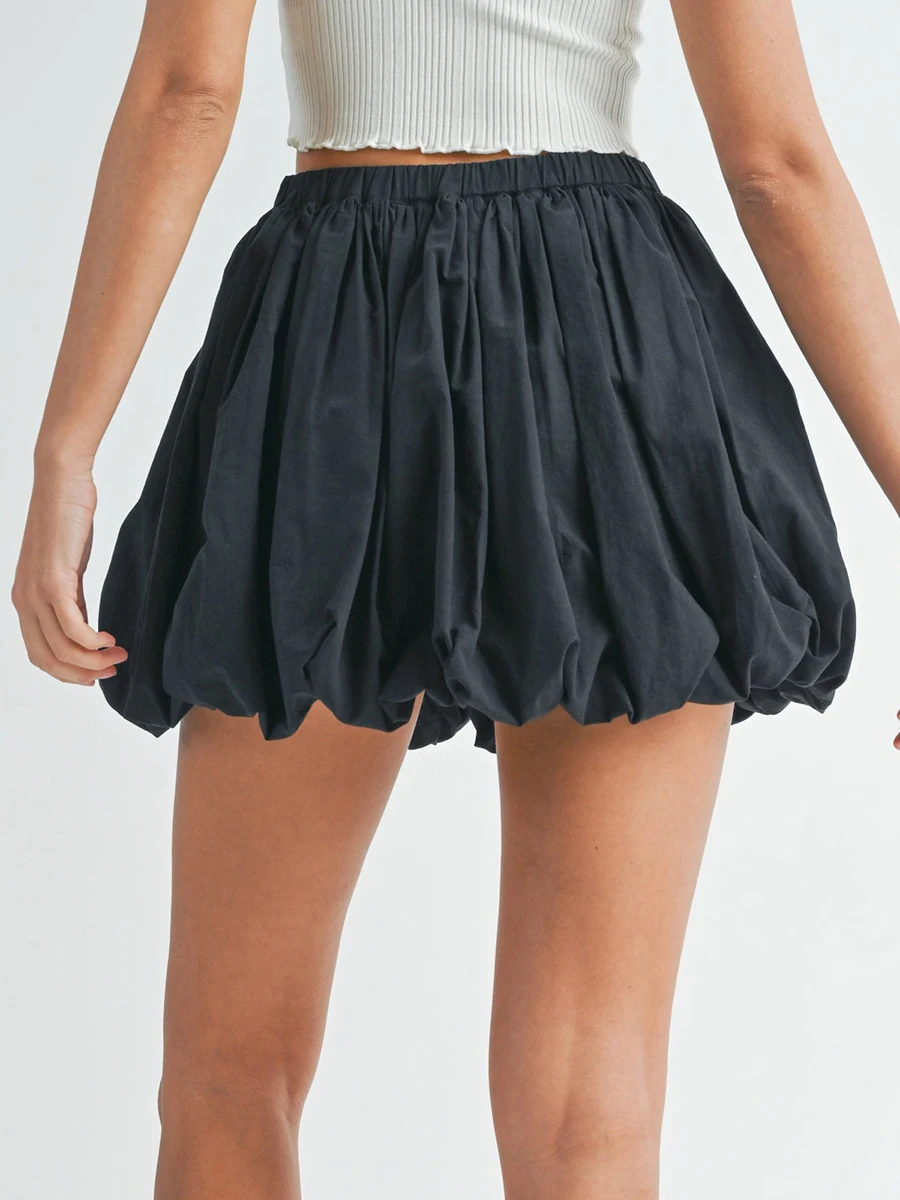 Women Summer Y2k Going Out Bubble Skirt Elastic Waist Ruffle Hem A Line Pleated Mini Skirt Puffy Short Skirts