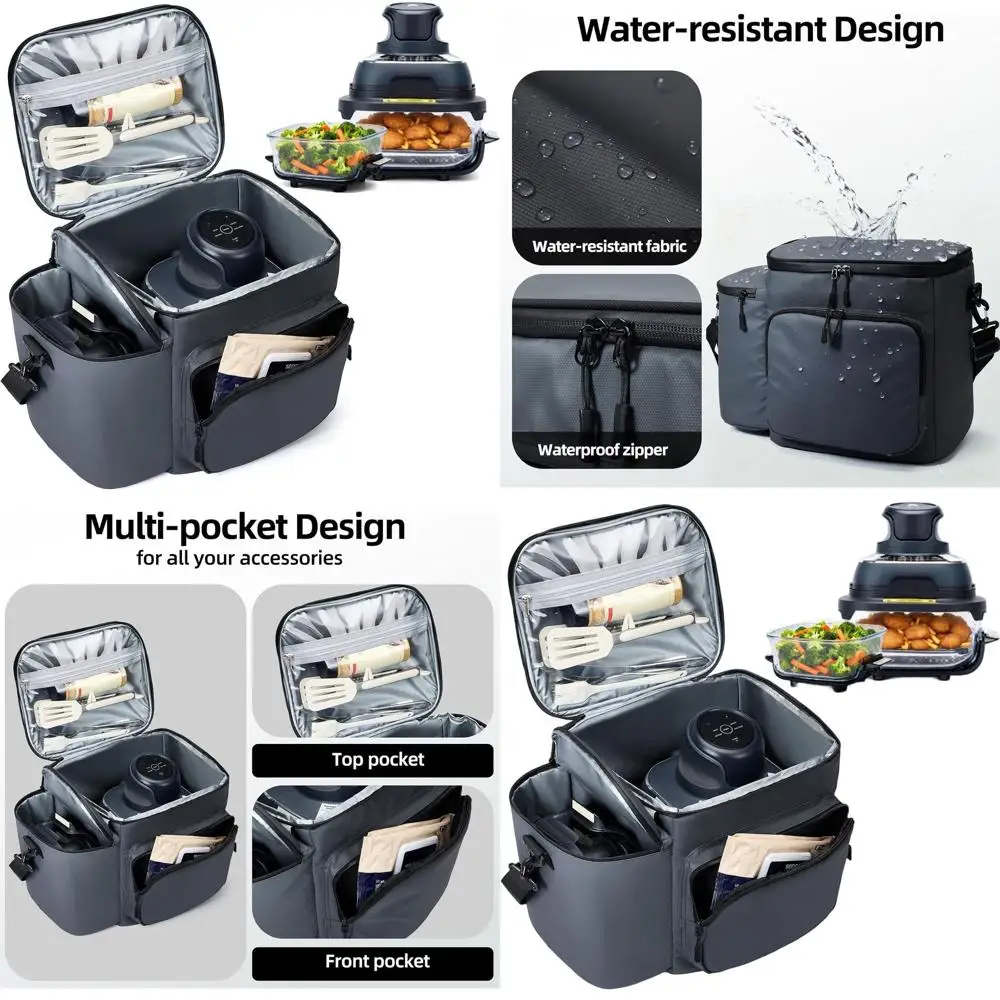 

Padded Carrying Bag for 4Qt Air Fryer & 6-Cup Glass Containers, Dual Pockets for PowerPod and Storage, Water-resistant Portable