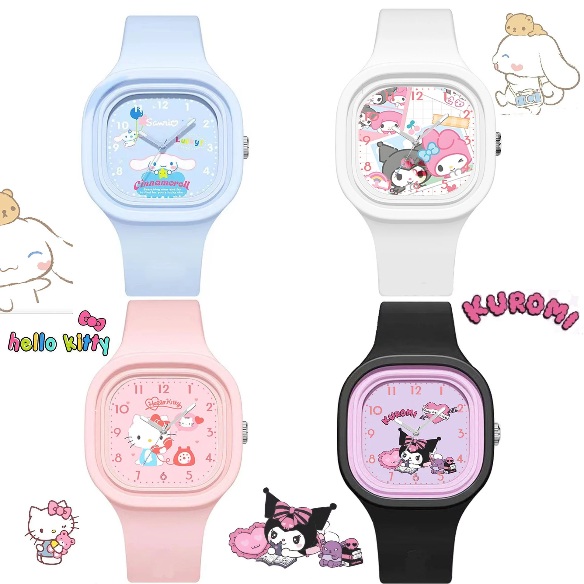 Sanrio Hello Kitty dzieci zegarki Cartoon Kuromi Girls cyfrowy zegar dla dzieci zabawki uczeń najlepszy prezent reloj para ninos ﻿