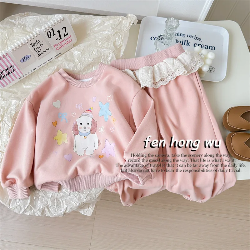 

Girls' Pants New Autumn Fashionable Lace Sweatpants Baby Casual Sports Trousers