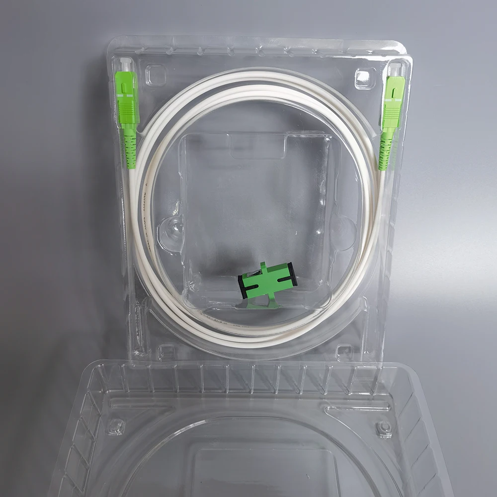 Cable de conexión de fibra óptica G657A2 Core LSZH 2M SC/APC-SC/APC Simplex de modo único, Cable de conexión de Internet de fibra óptica blanca