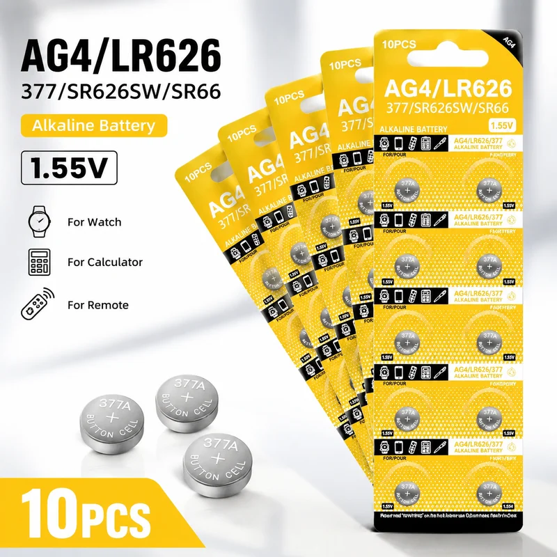 Alkaline Button Cell Battery AG4 LR626 1.5V 10-50PCS Replacement for Watch Calculator Toy Small Electronics Pack